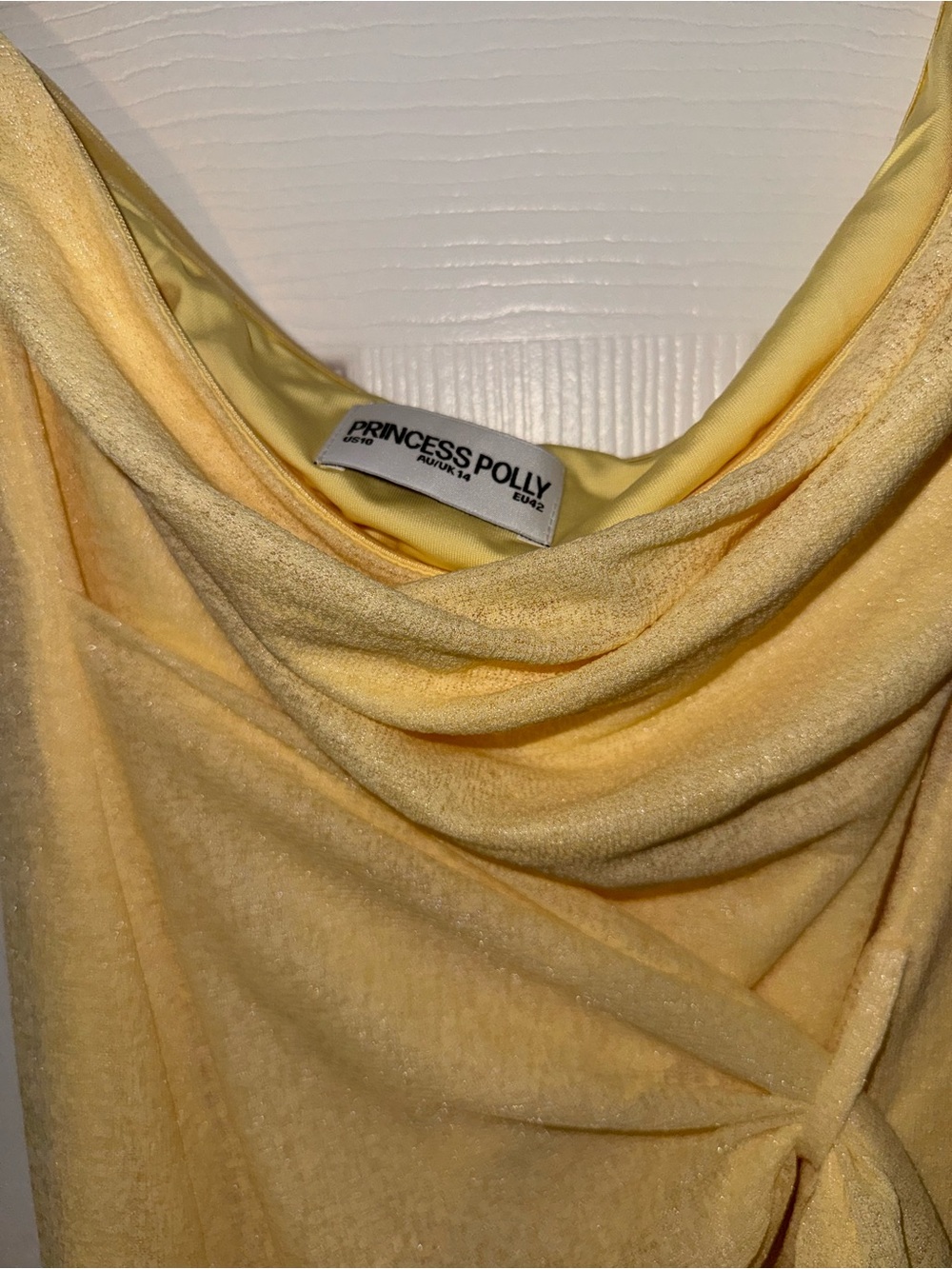 Princess Polly Strapless Pale Yellow Maxi Dress with Side Drape - Picture 3 of 5